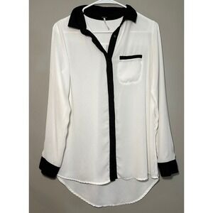 Free People Button Up Blouse Women Sz XS Hidden Placket Office Business Corpcore